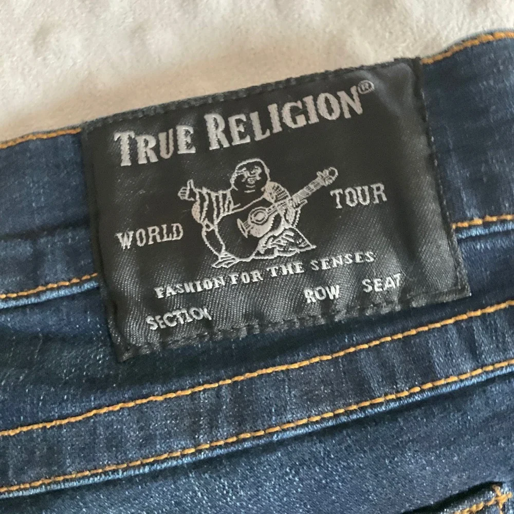 True Religion Ricky Relaxed Straight Men 38 Blue Denim Jeans Flap Pocket‎